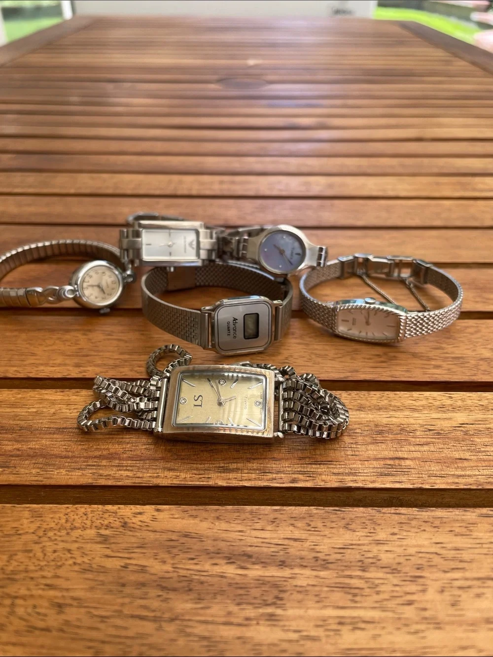 Timex Silver-Tone Women's Bracelet Watch with Blue Mother-of-Pearl Dial